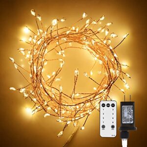 fairy lights plug in, 10feet 200 led fairy lights 8 modes fairy lights with remote fairy lights for bedroom wreath garden party window wedding christmas tree decoration,warm white