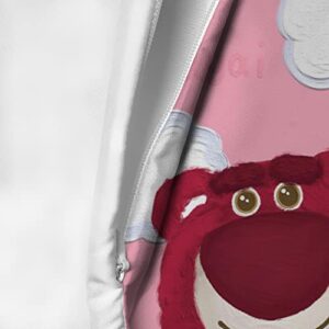 AKARDO Toys Anime Strawberry Lotso Bear Duvet Covers, Soft Microfiber Washed Duvet Cover Set 3 Pieces with Zipper Closure,Beding Set (04,Queen (90"x90"))