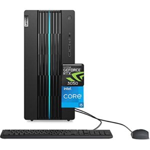 lenovo 2023 newest ideacentre 5i gaming desktop, 12th intel i5-12400, 8gb ddr4 ram, 512gb ssd, 1tb hdd, nvidia geforce rtx 3050 graphics, mouse&keyboard, windows 11 home, black, bundle with jawfoal