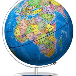 Waldauge 13" World Globe with Stand, Illuminated Educational Globes with HD Printed Map for Kids Classroom Learning, LED Globe Lamp with Stable Heavy Metal Base