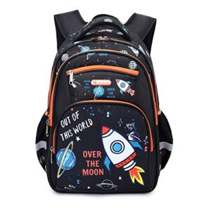 cusangel boys backpack kids backpack for boy elementary preschool school bags 17 inch space backpack multi compartment,sturdy durable chest strap side pockets larger size for age 8-12 (space-black)