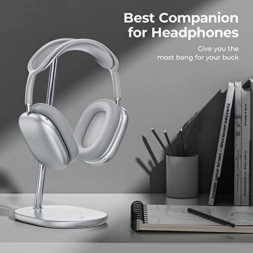 BENKS Headphone Stand, Airpods Max Stand, Desktop Headset Holder, Gaming Headset Accessories, Desk Earphone Stand for AirPods Max, Beats, Bose, Sony, Senheiser (White, Headphone Stand)