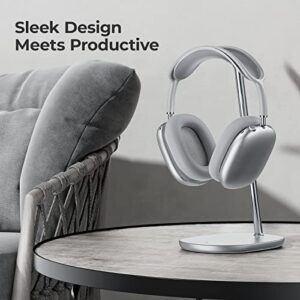 BENKS Headphone Stand, Airpods Max Stand, Desktop Headset Holder, Gaming Headset Accessories, Desk Earphone Stand for AirPods Max, Beats, Bose, Sony, Senheiser (White, Headphone Stand)
