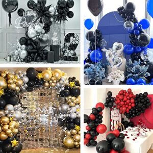FOTIOMRG Black Balloons 12 inch, 50 Pack Black Latex Party Balloons Helium Quality for Birthday Graduation Baby Shower Halloween Father's Day Party Decorations (with Black Ribbon)