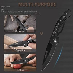 VIFUNCO EDC Folding Pocket Knife for Men, Small Keychain Knife with clip, Stainless Steel Key Knife/Box Cutter Knife for Women, Compact Pocket Knives for Outdoor Survival Camping, Gifts for Dad