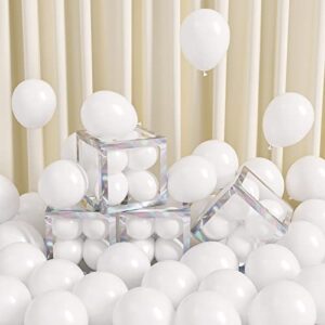 fotiomrg 120pcs 5 inch white balloons, small white latex party balloons helium quality for birthday graduation baby shower wedding bridal bachelorette party decorations (with white ribbon)