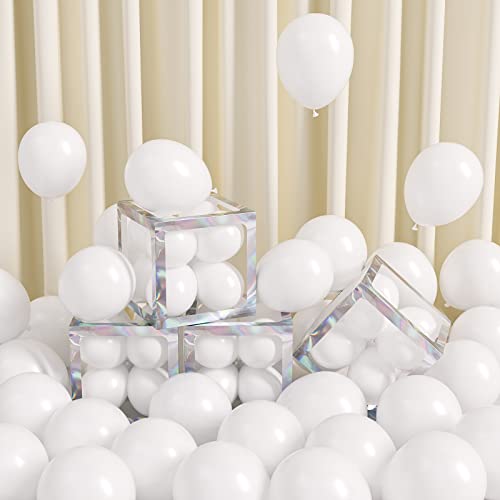 FOTIOMRG 120pcs 5 inch White Balloons, Small White Latex Party Balloons Helium Quality for Birthday Graduation Baby Shower Wedding Bridal Bachelorette Party Decorations (with White Ribbon)