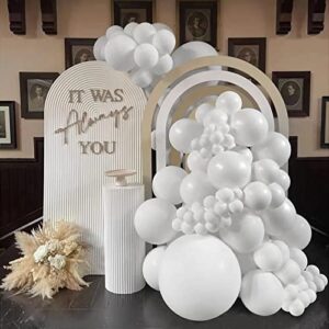 FOTIOMRG 120pcs 5 inch White Balloons, Small White Latex Party Balloons Helium Quality for Birthday Graduation Baby Shower Wedding Bridal Bachelorette Party Decorations (with White Ribbon)