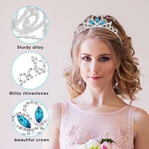 WLLHYF 2 Pieces Girls Crystal Tiara Headband Heart Rhinestone Princess Crown Headband Vintage Hair Bands for Kids Girls Women Wedding Prom Birthday Party