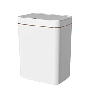 automatic trash can with lid, 3.5 gallon touchless garbage can, slim plastic trash bin waterproof motion sensor wastebasket for living room, bedroom, office, kitchen, white (no battery)