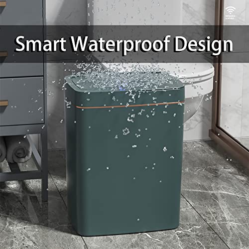 Automatic Trash Can with Lid, 3.5 Gallon Touchless Garbage Can, Slim Plastic Trash Bin Waterproof Motion Sensor Wastebasket for Living Room, Bedroom, Office, Kitchen, White (No Battery)