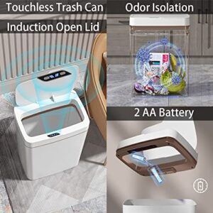 Automatic Trash Can with Lid, 3.5 Gallon Touchless Garbage Can, Slim Plastic Trash Bin Waterproof Motion Sensor Wastebasket for Living Room, Bedroom, Office, Kitchen, Green (No Battery)