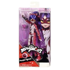 miraculous ladybug and cat noir toys fashion doll | articulated 26cm doll with accessories kwami | purple tigress figurine | bandai dolls