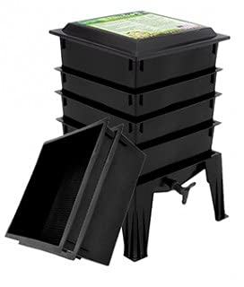 Worm Factory 360+2 - Black with 2 Extra Trays Year Round Indoor Composting System Made in USA