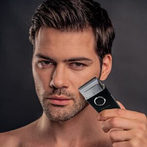 Perry Ellis Mens Travel Electric Shaver | Nickel Foil Shaver, Beard Trimmer for Men | USB Rechargeable Face Shaver, Facial Hair Trimmer for Men | 150-Min Batt | IPX4 Water-Resistant, Protective Cap