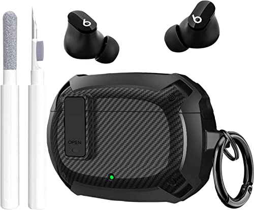 Beats Studio Buds/Studio Buds+ Case Cover 2021/2023 Men Lock Clip with Cleaning Kit, GARTOO Beat Studio Bud Plus Protective Case with Cleaning Tool for Women Girls Kids Black