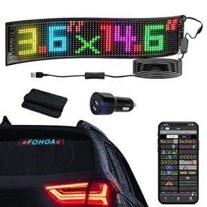 upgraded flexible led car sign, big size 14.6"×3.6" matrix panel, bluetooth smart app control, running text, sign for car, shop, bar, shop, rgb panel, pixel pattern, graffiti text animation display (14.6"×3.6")