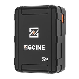zgcine zg-s95 v mount battery, 6400mah 14.8v v shape rechargeable li-ion battery, pd fast charging for sony/photo/studio/led video light v lock battery