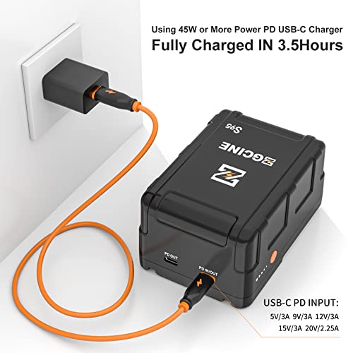 ZGCINE ZG-S95 V Mount Battery, 6400mAh 14.8V V Shape Rechargeable Li-ion Battery, PD Fast Charging for Sony/Photo/Studio/LED Video Light V Lock Battery