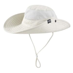 Womens Summer Sun Hat Wide Brim Outdoor UV UPF50 Protection Hats Foldable Packable Ponytail Bucket Cap for Safari Beach Fishing Gardening Beige