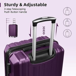 LARVENDER Luggage Sets 6 Piece, Expandable Luggage Hardshell Suitcases Set with Spinner Wheels, Lightweight Travel Luggage Sets Clearance with Cosmetic Cases, Purple(12/14/18/20/24/28)"