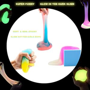 30 Pack Glow in The Dark Slime Kit, Mini Slime Party Favors, Crystal Galaxy Slime with with Multi Colors - Blue, Pink, Yellow, Orange etc. Birthday Gift, Play Education for Kids Girls and Boys