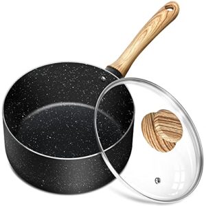michelangelo saucepan with lid, nonstick 3 quart sauce pan with granite coatings, small pot with lid, stone sauce pan 3 quart, sauce pot
