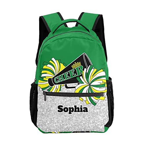 SunFancyCustom Custom Cheerleader Green Yellow Personalized Causual Shoulder Bag Sports Leisure Camping Backpack for Women Men