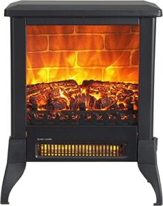 freestanding electric fireplace realistic log flame stove 14" 1400w overheating safety protection