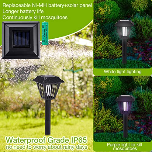 12 Pcs Solar Bug Zapper Outdoor 2 in 1 Solar Mosquito Fly Killer Waterproof Lighting Mosquito Repellent Lamp LED Mosquito Killer Light for Indoor Outdoor, Black