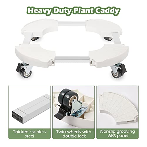 Nefish Plant Stand with Wheels Adjustable 15-21 Inches Plant Caddy with Dual Wheels Heavy Duty Rolling Plant Dolly Cart for Planters Plant Mover for Outdoor Indoor Potted Plant Trash Can Dolly