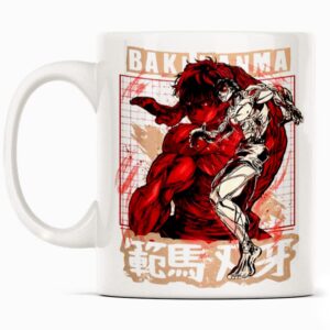 baki hanma anime mug gift, white funny sarcasm coffee cup novelty