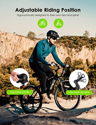 Oraimo Electric Bike for Adults,350W BAFANG Motor(Peak 500W), 4A 3H Fast Charge, UL Certified 468Wh Li-ion Battery, 26" Mountain Ebike Shimano 21 Speed, Air Saddle Adult Electric Bicycle