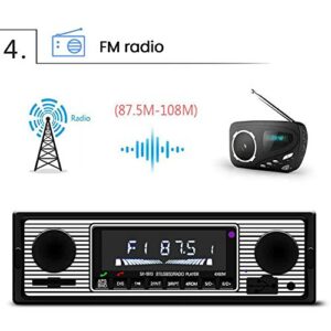 Classic Bluetooth Car Stereo, Car MP3 Smart Player Vehicle Stereo, MP3 FM Auto Car Radio Stereo, Hands-Free Calling Dual Knob Audio Car Multimedia Player, Support FM/USB/SD/AUX