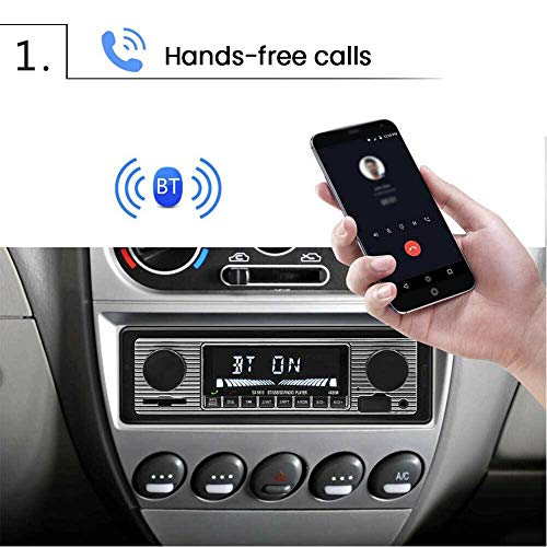 Classic Bluetooth Car Stereo, Car MP3 Smart Player Vehicle Stereo, MP3 FM Auto Car Radio Stereo, Hands-Free Calling Dual Knob Audio Car Multimedia Player, Support FM/USB/SD/AUX