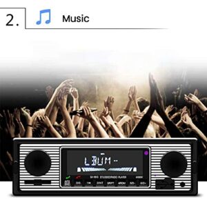 Classic Bluetooth Car Stereo, Car MP3 Smart Player Vehicle Stereo, MP3 FM Auto Car Radio Stereo, Hands-Free Calling Dual Knob Audio Car Multimedia Player, Support FM/USB/SD/AUX