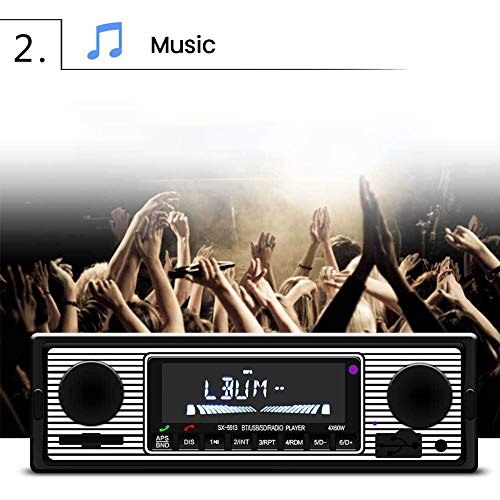 Classic Bluetooth Car Stereo, Car MP3 Smart Player Vehicle Stereo, MP3 FM Auto Car Radio Stereo, Hands-Free Calling Dual Knob Audio Car Multimedia Player, Support FM/USB/SD/AUX