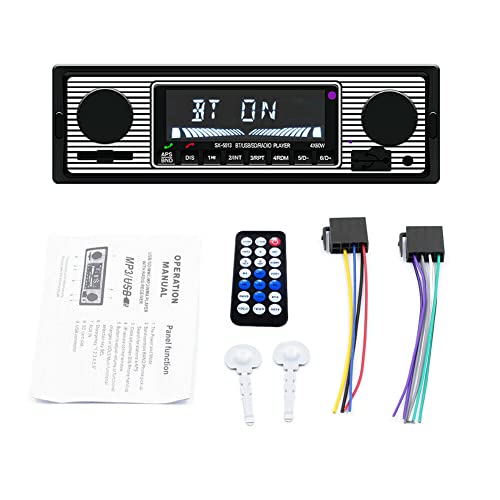 Classic Bluetooth Car Stereo, Car MP3 Smart Player Vehicle Stereo, MP3 FM Auto Car Radio Stereo, Hands-Free Calling Dual Knob Audio Car Multimedia Player, Support FM/USB/SD/AUX