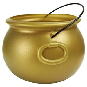 giftexpress 8" gold cauldron kettle for st patrick day, mardi gras, halloween, pot of gold pot, lucky leprechaun pot, plastic cauldron