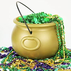 GIFTEXPRESS 8" Gold Cauldron Kettle for St Patrick Day, Mardi Gras, Halloween, Pot of Gold Pot, Lucky Leprechaun Pot, Plastic Cauldron