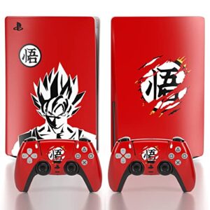 tessgo ps 5 skin disc edition anime console and controller vinyl sticker, durable, scratch resistant, bubble-free, precisely line up, compatible with play-station 5