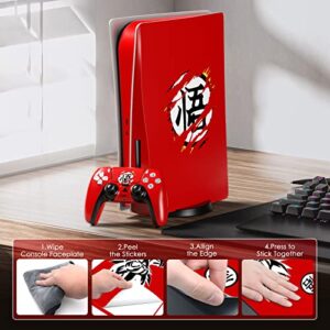 TESSGO PS 5 Skin Disc Edition Anime Console and Controller Vinyl Sticker, Durable, Scratch Resistant, Bubble-Free, Precisely Line Up, Compatible with Play-Station 5