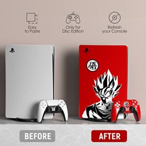 TESSGO PS 5 Skin Disc Edition Anime Console and Controller Vinyl Sticker, Durable, Scratch Resistant, Bubble-Free, Precisely Line Up, Compatible with Play-Station 5