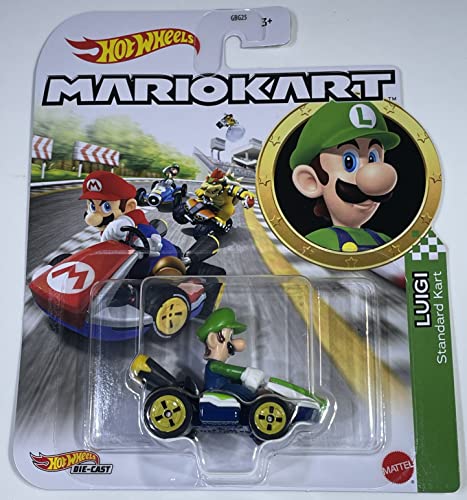 Hot Wheels - Mario Kart - Luigi Standard Kart - 2023 - Mint/NrMint Ships Bubble Wrapped in a Box