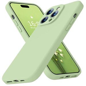 ktele compatible with iphone 14 pro case, ab-grade liquid silicone case, [four corner 50+tiny airbags shockproof] [soft microfiber lining anti-scratch] camera all-round protection case-matcha