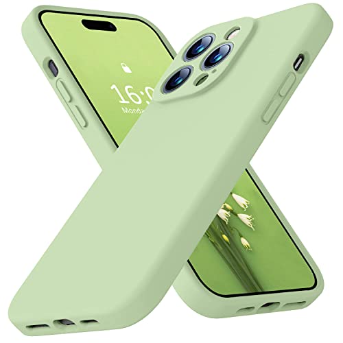 Ktele Compatible with iPhone 14 Pro Case, AB-Grade Liquid Silicone Case, [Four Corner 50+Tiny Airbags Shockproof] [Soft Microfiber Lining Anti-Scratch] Camera All-Round Protection Case-Matcha