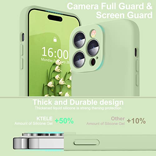 Ktele Compatible with iPhone 14 Pro Case, AB-Grade Liquid Silicone Case, [Four Corner 50+Tiny Airbags Shockproof] [Soft Microfiber Lining Anti-Scratch] Camera All-Round Protection Case-Matcha