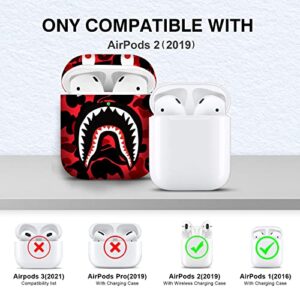 CULIPPA for AirPods 2 Case Cover Shark Mouth Camo Style Pattern Design for Airpods 2nd Generation Silicone Protective Case Shockproof for Women Girls with Keychain for Apple Airpods 2/1 Charging Case