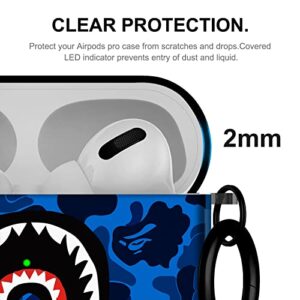 CULIPPA for AirPods Pro 2 Case 2022 Shark Mouth Camo Style pattern Design for Airpods Pro 2nd Gen Protective Case Silicone Shockproof for Women Men with Keychain for Apple Airpods Pro 2 Charging Cover