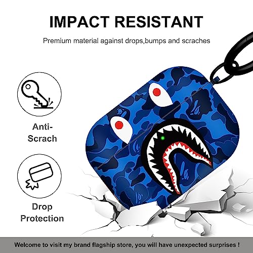 CULIPPA for AirPods Pro 2 Case 2022 Shark Mouth Camo Style pattern Design for Airpods Pro 2nd Gen Protective Case Silicone Shockproof for Women Men with Keychain for Apple Airpods Pro 2 Charging Cover